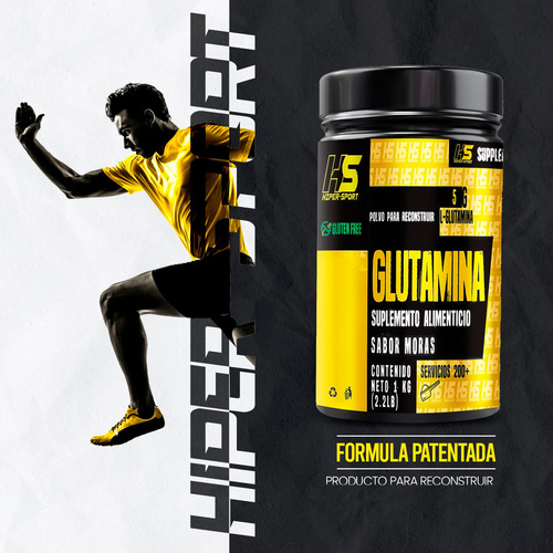 Glutamina Hiper Sport 1kg Varios Sabores Moras