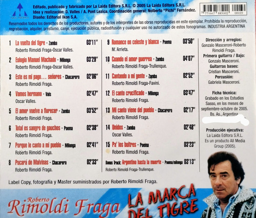 Roberto Rimoldi Fraga Cd Nuevo Argentino Hasta La Muerte