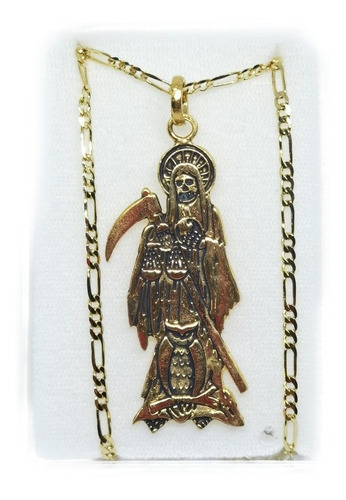 Dije De Santa Muerte De 3 Cm Cadena De Oro Lam. Brasileño 06