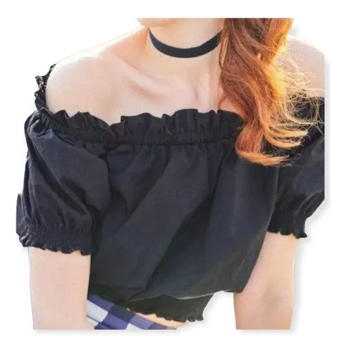 Remera Paisana De Mujer Crop Top Fibrana Poplin Tendencia