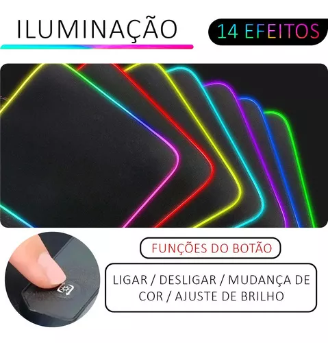 Mouse Pad Gamer Jogo Borda Led Rgb Grande 80x30cm Dragão - Shop Borges