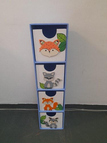 Imagen 3 de 5 de Cajoneras Organizador Infantil De 4 Cajones Mueble Juguetero