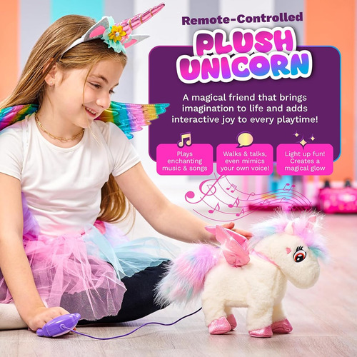 Peluche Interactivo De Unicornio Para Niñas Incluye Disfraz