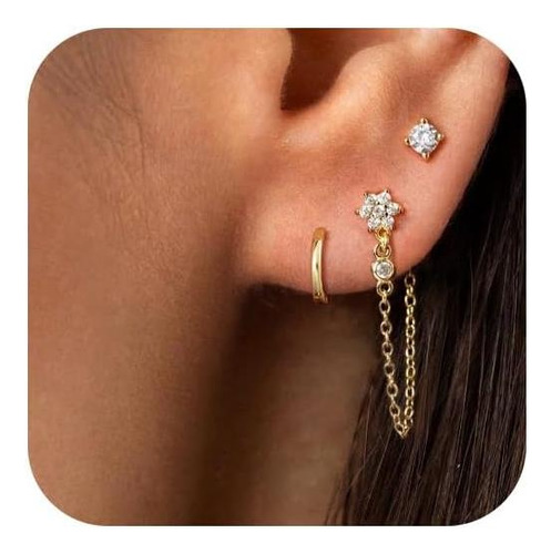 Hevcoy Pendientes De Cadena De Oro: Pendientes De Aro Para