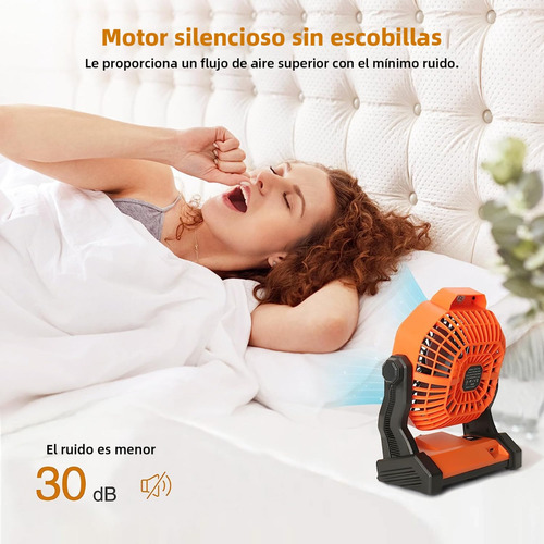 2 En 1 Ventilador De Camping Recargable Portátil Con Luz Led