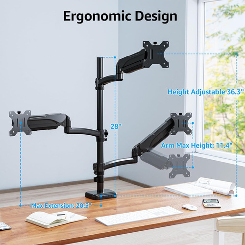Soporte Monitor Triple Capacidad 4.5-18.0 Libras, Sopor...