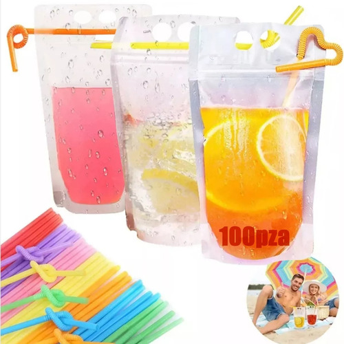 Bolsas Selladas Desechables De Bebidas Y Popotes750ml/1000ml