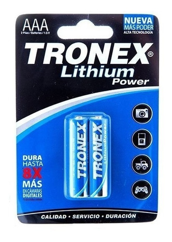 Par Pila Bateria Lithium Alcalina Tronex Aaa 1.5v Fr03 X2