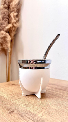 Mate Termico Estilo Pampa Blanco Lisa