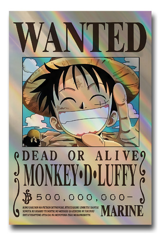 Póster One Piece Cartel Se Busca Monkey D Luffy 40 X 60 Cm
