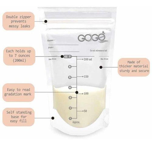 Imagen 3 de 5 de 36 Bolsas De Almacenar Leche Materna Gogo 210 Ml