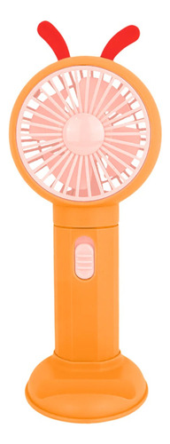 Mini Ventilador De Mano Portatil Con Soporte De Telefono Color Naranja