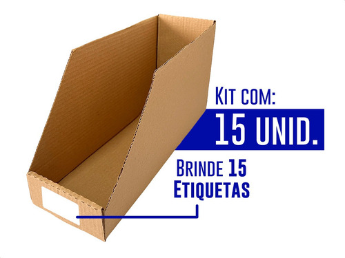 Imagem 1 de 5 de Kit 15 Caixas Papelão Gondola Organizadora Estoque 40x13x20