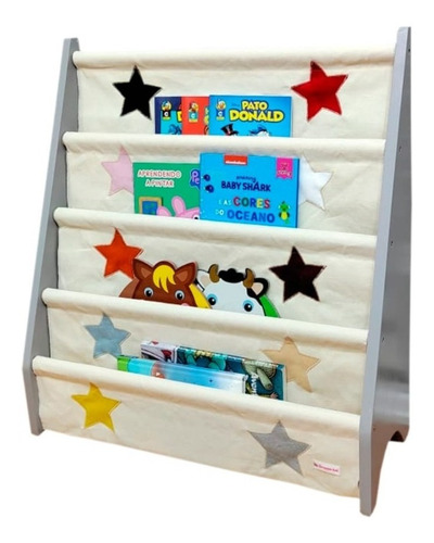 Rack Para Livros Infantil, Standbook Montessoriano Estrelas