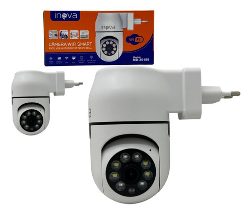 Kit 2 Câmera De Segurança Wifi Tomada Facil Instalação 1080 Cor Branco