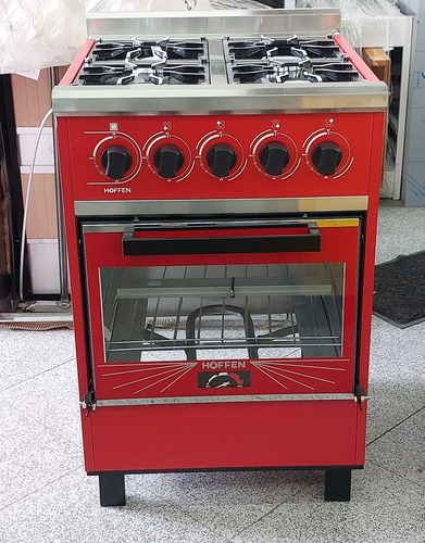 Cocina Industrial Hoffen 4 Hornallas 55 Cm Ancho Con Visor Rojo