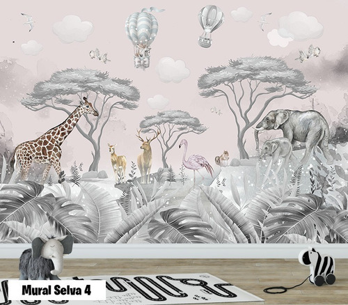 Imagen 5 de 5 de Vinilos Mural Infantil Animales Selva Jungla