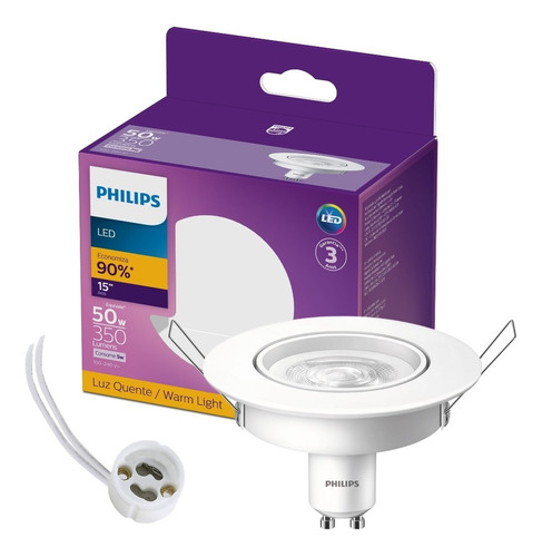 Kit 8 Spots Led Redondo 5w = 50w Bivolt Philips Residencial