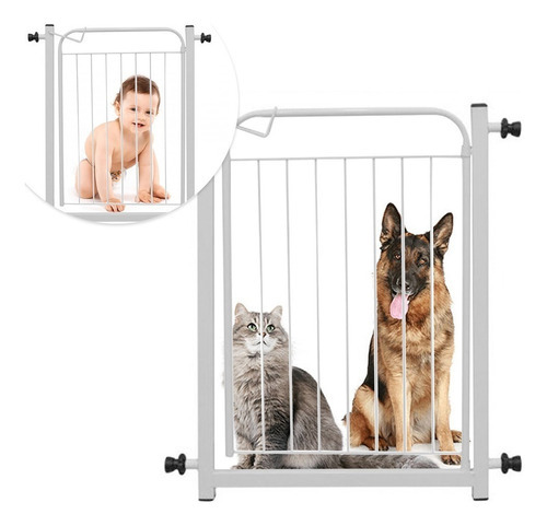 Grade De Proteção Para Pet Cães P/ Portas Portão 109 À 114cm Cor Branco/ Extensor de 40cm