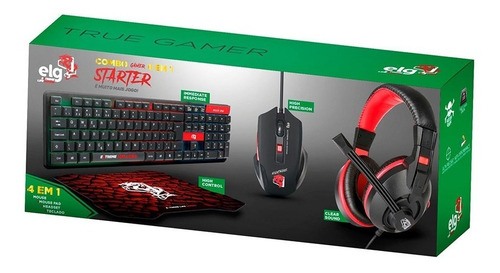 Kit Combo 4 Em 1 Headset + Teclado + Mouse + Mouse Pad - ELG