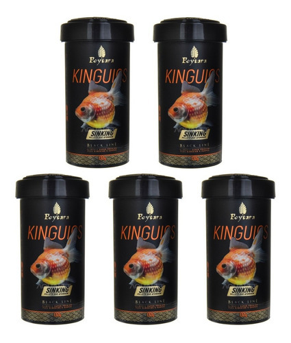 Kit 5unid. Ração P/kinguio Black Line Sinking 130g Poytara