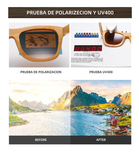 Lentes De Sol 100% Madera BambĂș Polarizados Uv