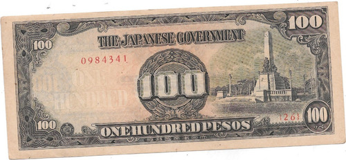 Billete Filipinas Ocup Japonesa 100 Pesos Año 1943 Muy Bueno