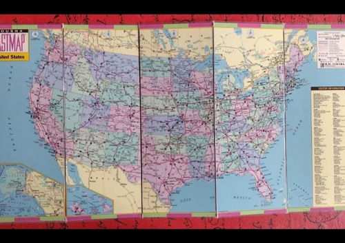 Mapa United States/canadá Plastificado Plegable 11x28cm