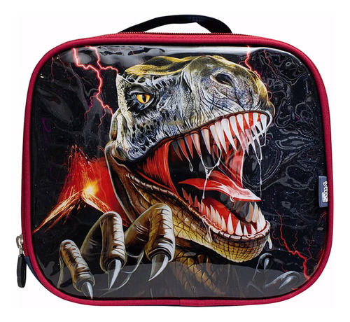 Mochila De Rodinhas Lancheira Estojo Dinossauro Rapt