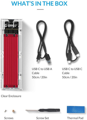 Case Orico Usb C 3.1 Gen2 P/ Ssd M.2 Nvme M2 Pcie 10gbps