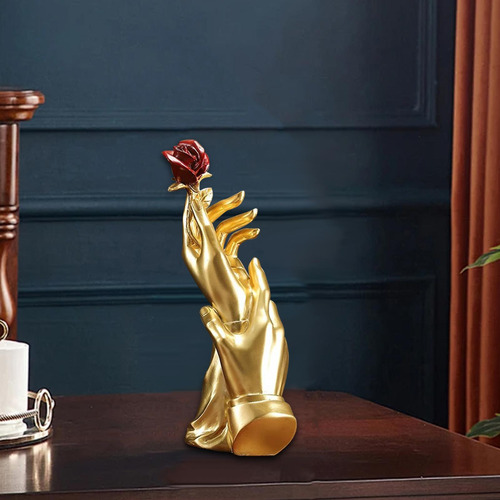Escultura Estética De La Estatua De Rosa De La Mano