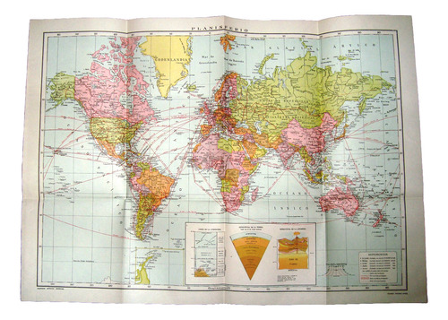 Planisferio Mapa Universo Lineas Navegacion Años 40 Mundo (Usado)