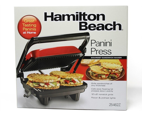Paninera Parrilla Panini Press Roja Hamilton Beach 25462z