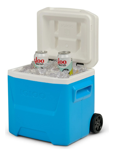 Hielera Igloo 16 Qt Con Llantas 24 Latas Azul Aqua Cian