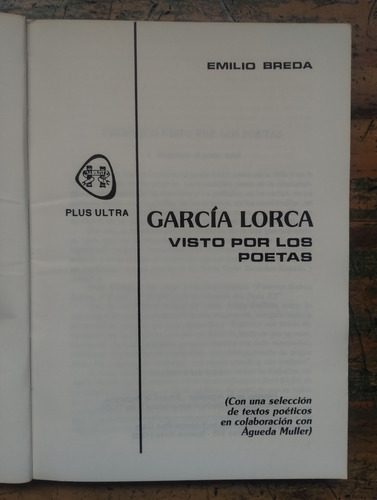 García Lorca Visto Por Los Poetas, Emilio Breda - Plus Ultra (Usado)