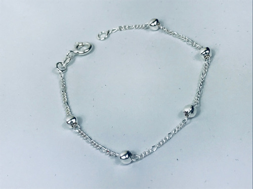Imagem 3 de 8 de Pulseira Infantil Bolinha 3mm Prata 925 Legítima C/ Garantia