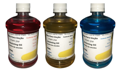 Óleo De Unção Kit Com 3 Unid - 500ml - Escolha As Essências