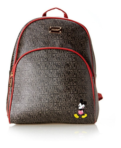 Bolsa Mochila Feminina Sintética Mickey Luxcel Novo Acambamento dos ferragens Níquel Cor Preto Cor da correia de ombro Preto Desenho do tecido Liso