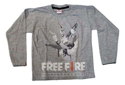 Remera Free Fire Manga Larga Niño Niña Unisex 