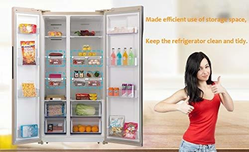 Elinala Organizador de Caj/ón para Nevera 2 PCS Refrigeradores de Pl/ástico Contenedores Extra/íbles y Organizador de Estante para Verduras y Frutas Organizador Nevera Azul