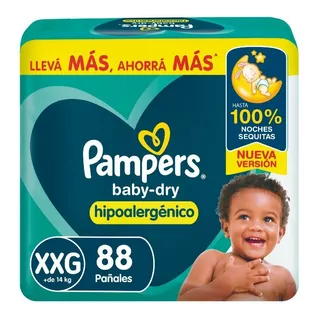 Pañales Pampers Baby-dry Talle Xxg X88un Mes Consumo
