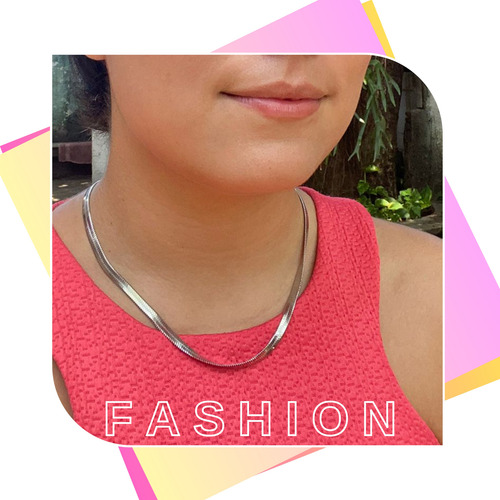 Colar Choker Glamour Gargantilha Prata Aço Inox Feminina