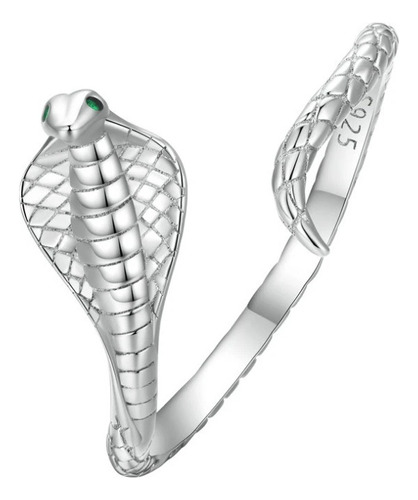 Anillo Para Mujer Serpiente Cobra Ajustable En Plata 925