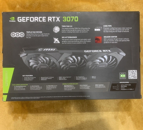 Imagen 3 de 3 de Msi Geforce Rtx 3070 Ventus 3x Oc 8gb Gddr6 Graphics Card
