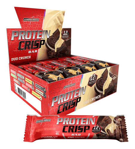 Caja de barras Protein Crisp con 12 unidades - Integralmedica Duo Crunch Flavor