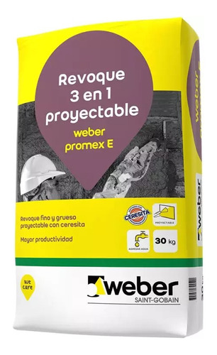 Revoque  3 En 1  Proyectable Weber Promex E 30 Kg
