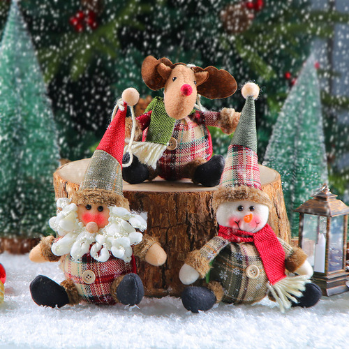 3 Colgante De Muñeca De Botón De Tela A Cuadros Navideños