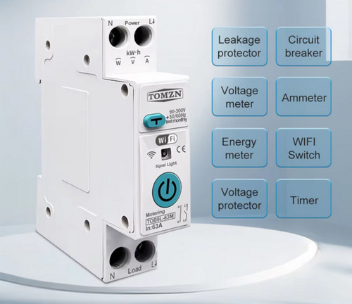 Protector De Tension Wifi Disyuntor Medidor Consumo Tuya