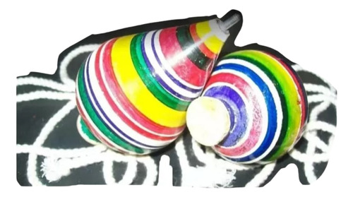 Gcg 2 Trompos De Madera Colores Tradicional Y Cuerdas Retro
