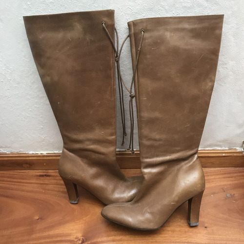 Botas Altas De Cuero Marca Zara -  N° 36  - Sin Uso